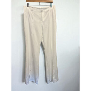 Alice + Olivia Pants Dylan Off White High Waist Wide Leg Split Front Size 14 NWT